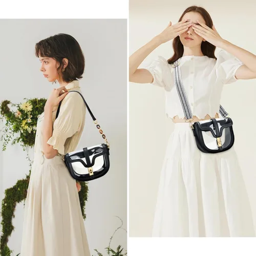 Vista 2 de KKXIU Bolso cruzado transparente para mujer, de piel vegana, aprobado para estadios, para concierto, al hombro, deportivo, bolso transparente