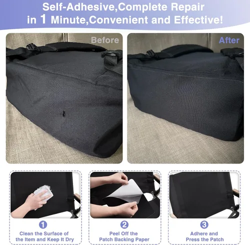 Vista 6 de Gheeidau Parche de reparación de lienzo de 9 x 11 pulgadas, 3 piezas, impermeable, parche de reparación de tela autoadhesiva para tiendas