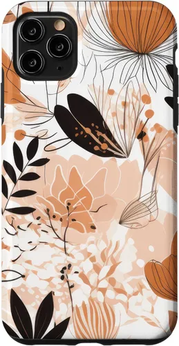 Vista 4 de Funda para iPhone 12 mini con diseño de flores silvestres neutras y estéticas, color crema