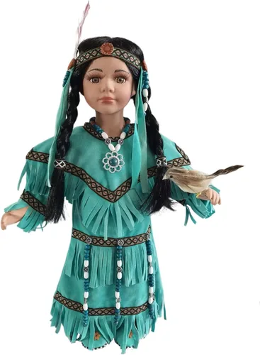 Vista 6 de Muñeca coleccionable de porcelana india nativa americana de 16 pulgadas (ALAMEDA) D16670