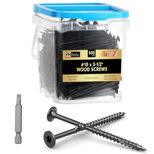 Vista 20 de #10 x 2-1/2" Tornillos para Terraza, 108 Piezas Tornillos para Madera con Cabeza Estrella, Tornillos para Madera Resistentes al Óxido para Negro