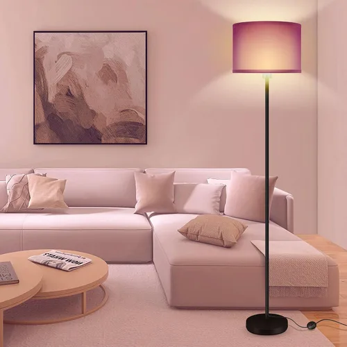 Vista 9 de AUQUEE Floor Lamp, Standing Lamp, Modern Stand Up Lamps with Purple Lampshade, 59" Tall, Foot Switch, Simple Living Room Decor for Kids Room, Girls