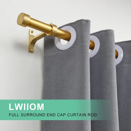 Vista 2 de Barras de cortina doradas para ventanas de 16 a 28 pulgadas, barras de cortina ajustables con tapa de aluminio y soportes envolventes completos