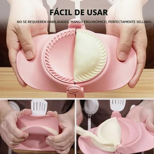 Vista 4 de Prensa para Empanadas, Juego de Moldes para Hacer Dumplings con Cortador de Masa, Juego de Moldes para Dumplings (L/4"+M/3")
