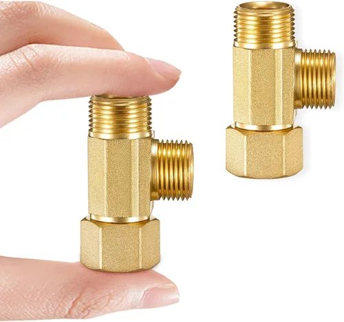 Vista 7 de Adaptador Divisor de Línea de Agua T Válvula - Conector de Línea de Suministro de Inodoro de Lavavajillas de Latón con Acoplamientos de Compresión T