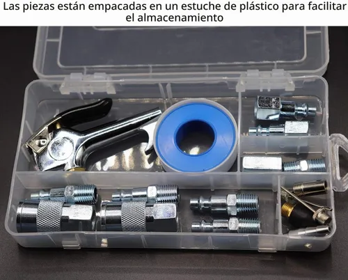 Vista 5 de YOTOO Kit de accesorios para compresor de aire de alta resistencia, 18 piezas, kit de herramientas de aire NPT de 1/4 pulgadas con medidor