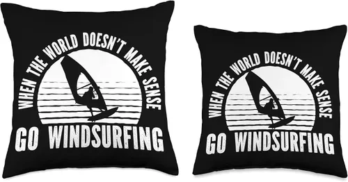 Vista 3 de Windsurfing Surfing Board Water Sports Throw Pillow