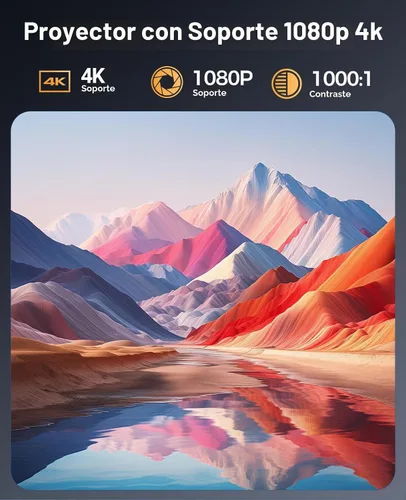 Vista 3 de Mini proyector, soporte 4K 1080P proyector portátil con enfoque eléctrico