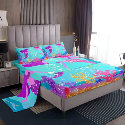 Vista 14 de Erosebridal Juego de sábanas de cardenal con bandera estadounidense, tamaño individual, coloridas flores florales, sábana bajera ajustable con ramas