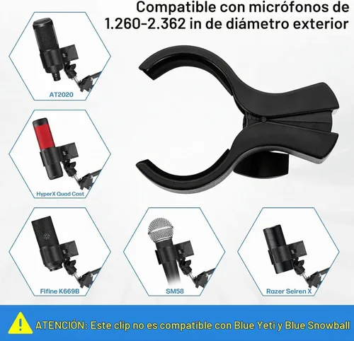 Vista 5 de BILIONE Soporte para micrófono, clip grande para accesorios de micrófono para soportes y trípode