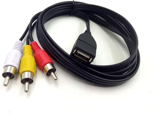Vista 4 de Cable USB a 3RCA, 5 pies/4.9 ft USB 2.0 hembra a 3 RCA macho Jack Splitter Audio Video AV Cable adaptador compuesto (USB F/3RCA M)