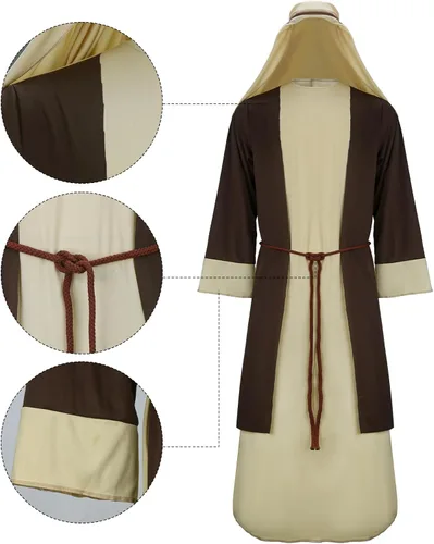 Vista 4 de NIHONCOS Disfraz de San José para hombre, traje religioso bíblico de Jesús, traje de pañuelo para la cabeza, traje medieval para Halloween y cosplay