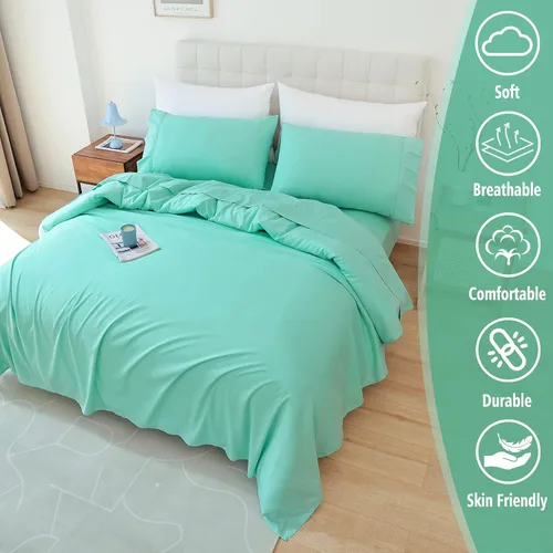 Vista 2 de Whitney Home Textile Juego de Sábanas Twin, Sábanas de Cama de Microfibra Suave de Hotel Tamaño Twin, Bolsillo Extra Profundo, Juego de Sábanas