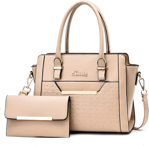 Vista 11 de NICOLE & DORIS Bolsos de mano para mujer, elegantes bolsas de hombro, 2 piezas, monederos, bolso de cuero sintético