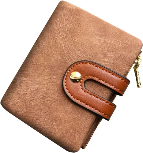 Vista 29 de AOXONEL Cartera pequeña de cuero plegable Rfid para mujer, con cremallera, bolsillo para tarjeta de identificación, delgada, compacta y delgada