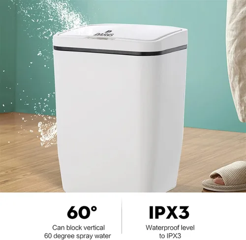 Vista 5 de BONAD Basurero de cocina de 12 litros de inducción para dormitorio, sala de estar, baño con tapa, papelera para el hogar, papelera automática