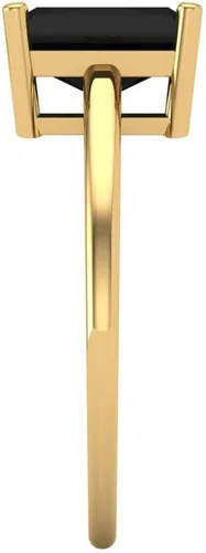 Vista 3 de Anillo de 2.0 quilates de talla esmeralda brillante con solitario de ónice negro natural impecable, ideal para VVS1, 4 puntas, compromiso, boda