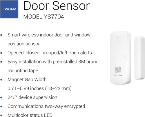 Vista 2 de YoLink Sensor inteligente de puerta y ventana LoRa: alcance al aire libre de hasta 1/4 de milla, recordatorios de puerta dejada abierta, hasta 5