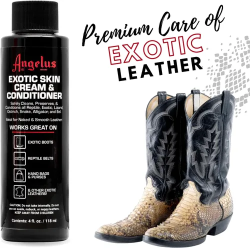Vista 2 de Angelus Acondicionador y limpiador de cuero exótico, 8 onzas – Acondicionador y limpiador profundo de reptiles para zapatos, botas, cinturones