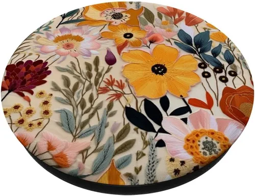 Vista 2 de Patrón floral colorido lindo del jardín de la flor para las mujeres PopSockets intercambiable PopGrip