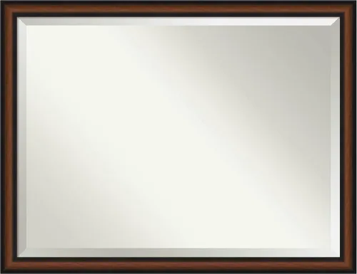 Vista 15 de Amanti Art Espejo de baño marrón para sobre el fregadero, espejo rectangular de tocador rectangular de nogal Harvard de 25 x 21 pulgadas, marco