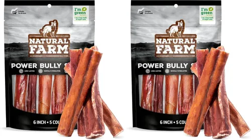 Vista 14 de Natural Farm - Palitos masticables Power Bully para perros (2-3”, bolsa de 1 libra), masticables 2 en 1: Mejillas de res premium envueltas en pizzle