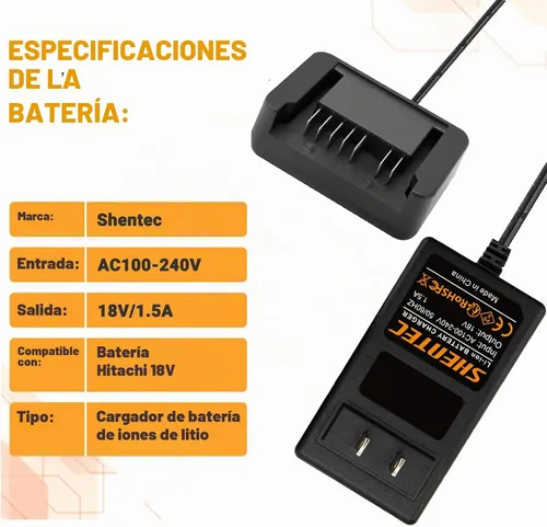 Vista 4 de Shentec Cargador de batería de iones de litio de 18 V compatible
