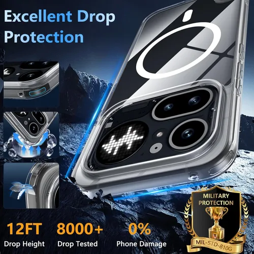 Vista 6 de OWKEY Funda magnética para Nothing Phone (4a) Pro con protector de pantalla, [no amarillento] protección de grado militar a prueba de golpes