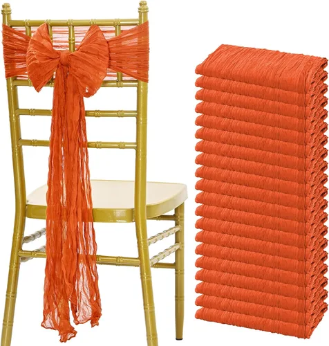 Vista 12 de Showgeous 20 bandas para silla, estopilla rústica, lazos decorativos diseñados para bodas, banquetes, fiestas, pasillo, decoración del hogar