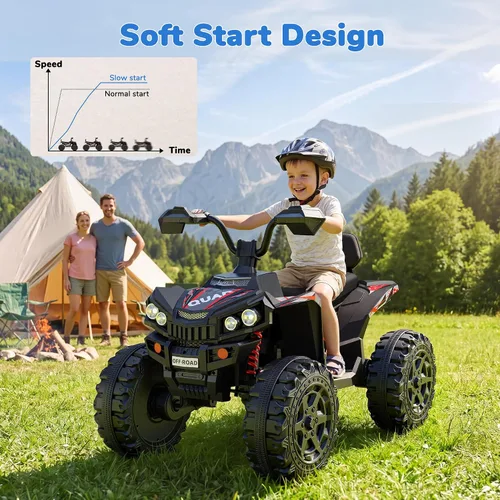 Vista 6 de Firstness ATV eléctrico de 24 V para niños de 4 ruedas para niños de 3 a 8 Negro