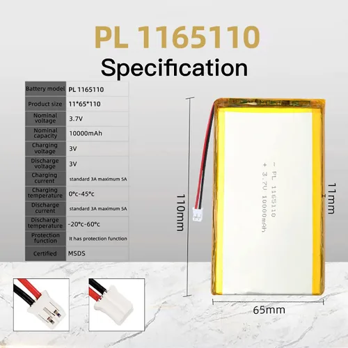Vista 2 de 3.7V 300mAh 502035 Lipo paquete de iones recargable con PH2.0.000 in JST conector 1pcs
