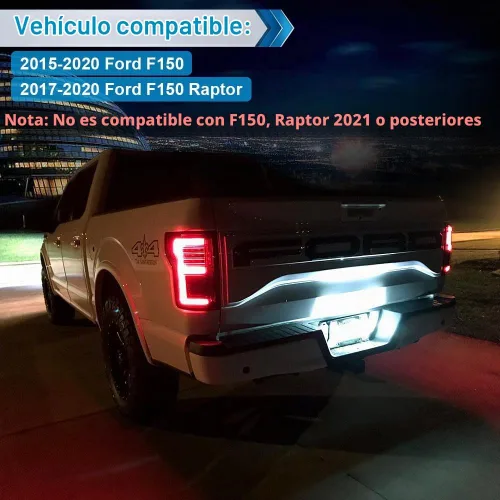 Vista 7 de Conjunto de lámpara LED para placa de matrícula, compatible con F150 2015-2020, 17-20 Raptor, lente transparente, 6000 K, blanco, paquete de 2