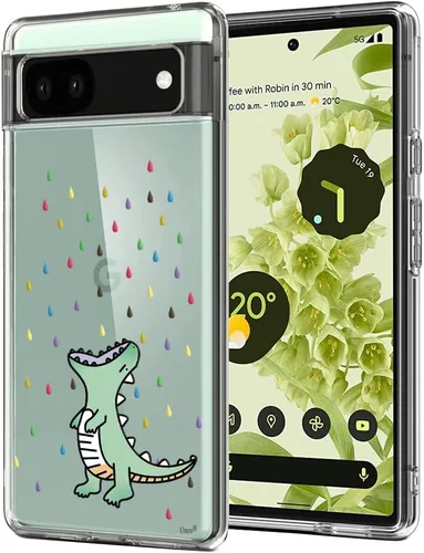 Vista 10 de Unov Funda para Pixel 6a, transparente con diseño, ajuste delgado, buen agarre, funda de teléfono en relieve, cubierta protectora a prueba de Flor