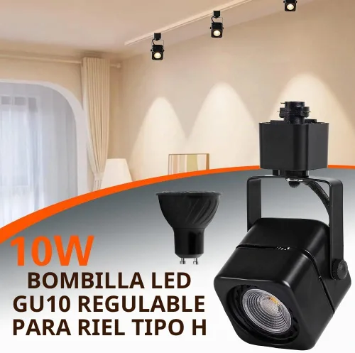 Vista 3 de Cabezales de luz de riel de 10 W H, cabezales de iluminación LED regulables para obras de arte de acento, luz de pista lineal tipo H 3000 K, blanco