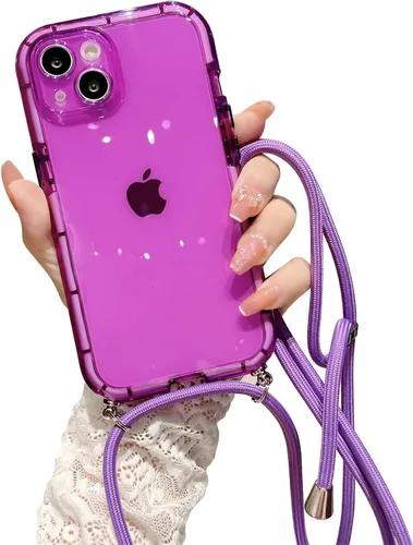 Vista 8 de Funda transparente para iPhone 12 Pro Max con cordón cruzado, delgada, translúcida, a prueba de golpes, suave, con correa de hombro ajustable