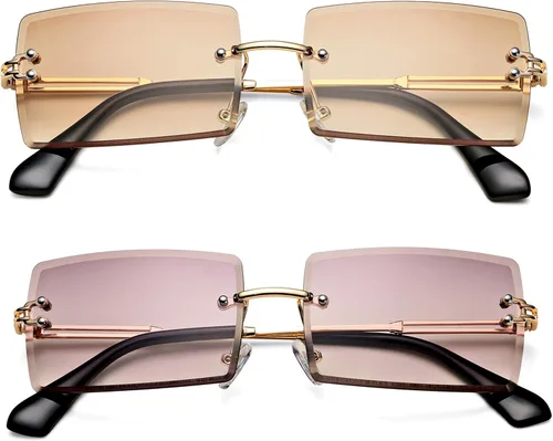 Vista 101 de Gafas de sol rectangulares para hombres/mujeres, gafas de sol pequeñas sin montura cuadrada