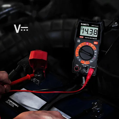 Vista 6 de KAIWEETS- Multímetro digital con funda, voltímetro CA/CC, prueba de Ohm/Volt/Amp, continuidad, diodos, para toma de corriente doméstica, prueba