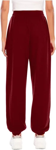 Vista 4 de Lastesso Pantalones deportivos de cintura alta para mujer, pantalones deportivos holgados con cintura elástica, pantalones de entrenamiento