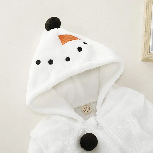 Vista 5 de GRNSHTS Mameluco de Navidad para bebé niño y niña, mono de terciopelo con capucha y muñeco de nieve