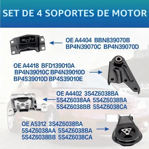 Vista 3 de Motor del motor y kit de montaje de la transmisión, compatible con Mazda 3 2004-2009 2.0 L, repuesto OE A4405 A4402 A4418 A4404 juego de 4