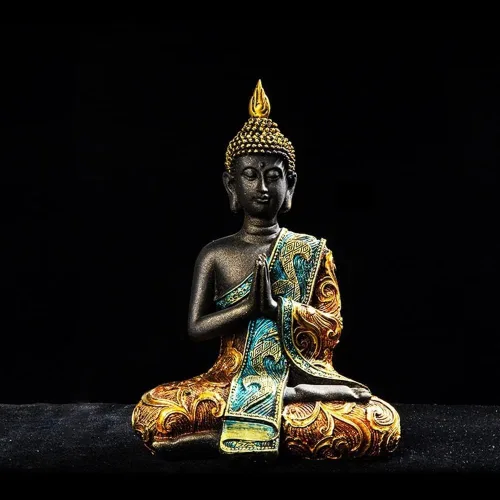 Vista 2 de Estatua de Buda, estatua de Buda, gran escultura de Buda de Tailandia, resina verde hecha a mano, figura hindú Fengshui, meditación para decoración