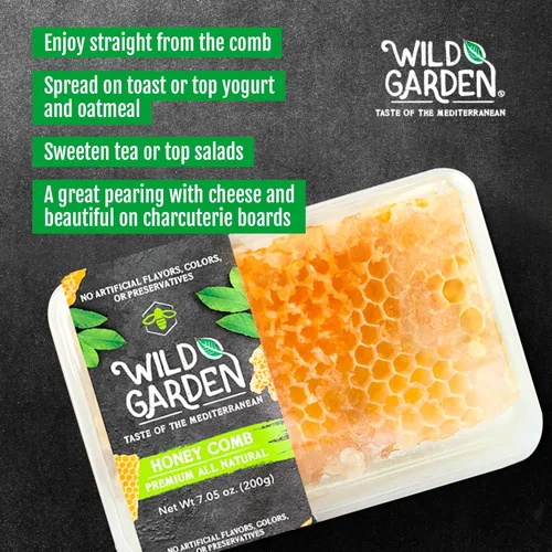 Vista 4 de Wild Garden - Panal de miel gourmet virgen 100 % puro, 100 % natural, sin aditivos ni conservadores, fresco de la granja! 7.05 oz, paquete de 1