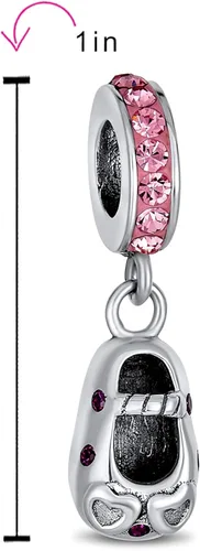 Vista 5 de Regalo para la nueva madre de cristal rosa corazón zapato cochecito carro caballo mecedora juguete pato colgante colgante abalorio para mujeres