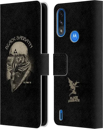Vista 8 de Head Case Designs Officially Licensed Black Sabbath Red Logo Key Art Leather Book Wallet Case Cover Compatible with Moto E7 Power/Moto E7i Power