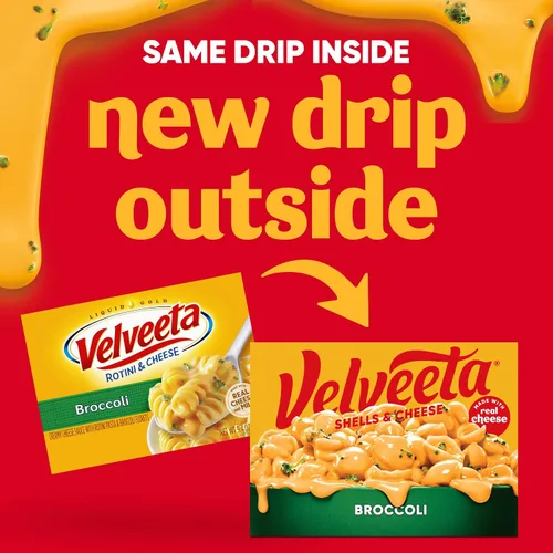 Vista 4 de Velveeta Brócoli de conchas y queso con pasta de conchas, salsa de queso y floretes de brócoli, caja de 9.4 onzas