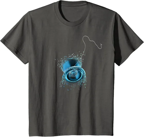 Vista 33 de Shattered Yo Yo - Camiseta de diseño azul impresionante, Negro, S