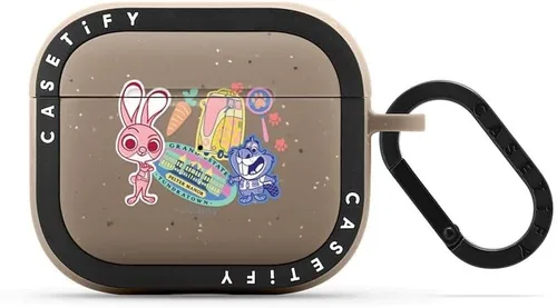 Vista 77 de CASETiFY AirPods Pro (1ª/2ª Gen) Estuche Bounce con Anillo [Colaboración Frozen] - Copo de Nieve de Anna - Taupe Mate