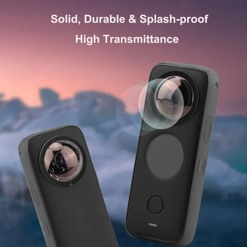Vista 3 de Protector de lente compatible con Insta360 One x2, con protector de pantalla de vidrio templado, película transparente oleofóbica antihuellas