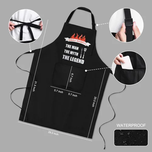 Vista 2 de LYLPYHDP Delantales divertidos para hombres, correa ajustable para el cuello, impermeable y resistente al aceite. Perfecto para asar a la parrilla