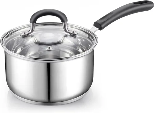 Vista 7 de Sartén para saltear con tapa Cook N Home, de acero inoxidable 10", Plateado